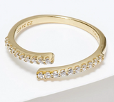 Diamonique x Courtney Khondabi Sterling Silver Gold-Clad Bypass Ring, Size 4